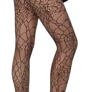 Women's Black White Fishnet Tights Lace Patterned Fishnet Stockings Sexy High Wa
